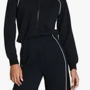 Women's Spanx Black High-Waist Track Pants with Contrast Piping